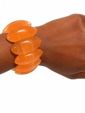 New Chunky Peach Orange Stretch Bracelet | Bold Statement Resin Look‎ | One Size